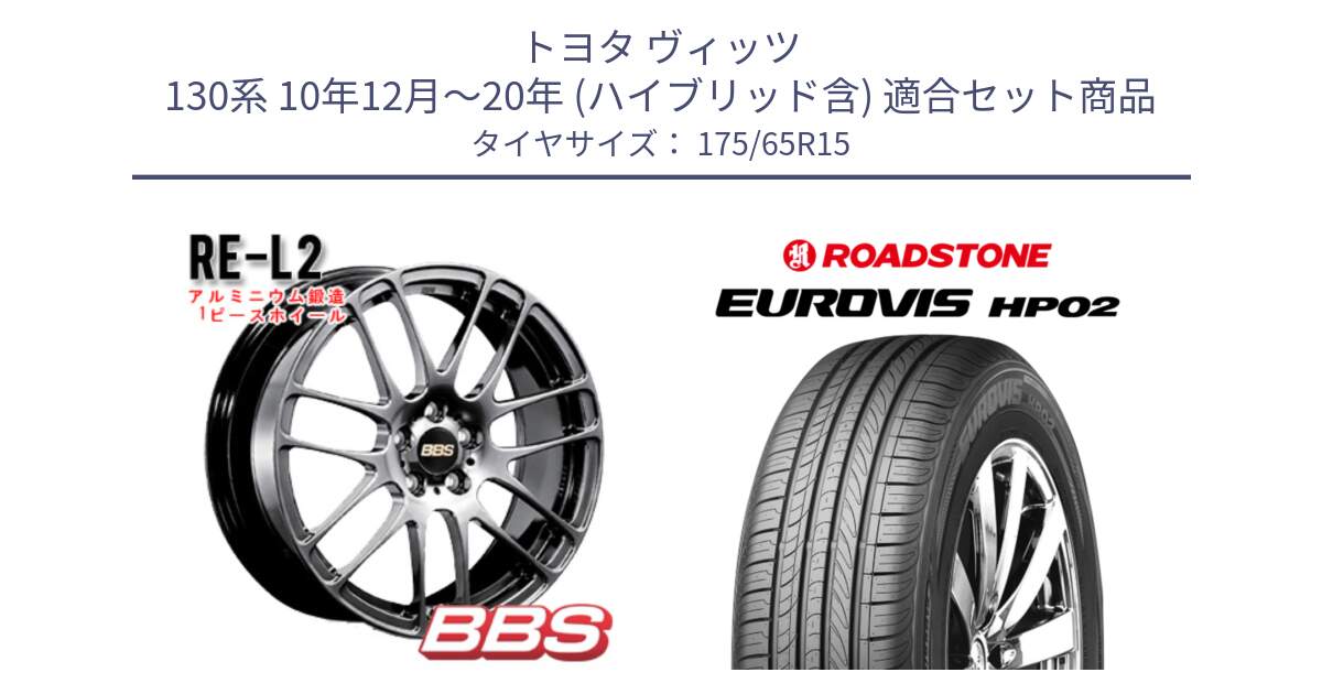 トヨタ ヴィッツ 130系 10年12月～20年 (ハイブリッド含) 用セット商品です。RE-L2 鍛造1ピース DB ホイール 15インチ と ロードストーン EUROVIS HP02 サマータイヤ 175/65R15 の組合せ商品です。