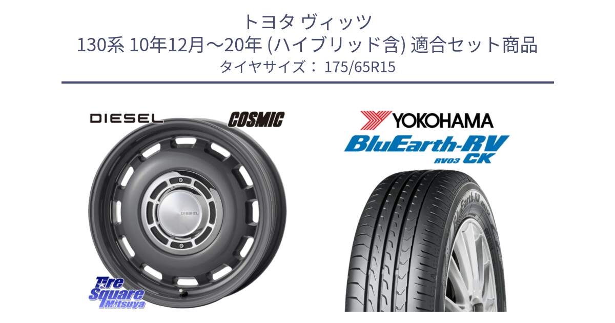 トヨタ ヴィッツ 130系 10年12月～20年 (ハイブリッド含) 用セット商品です。クロスブラッド DIESEL ディーゼル ホイール 15インチ と ヨコハマ ブルーアース コンパクト RV03CK 175/65R15 の組合せ商品です。