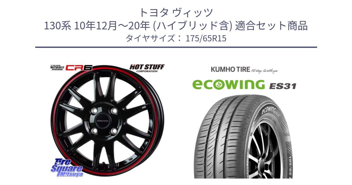 トヨタ ヴィッツ 130系 10年12月～20年 (ハイブリッド含) 用セット商品です。クロススピード CR6 CR-6 軽量ホイール 15インチ と ecoWING ES31 エコウィング サマータイヤ 175/65R15 の組合せ商品です。