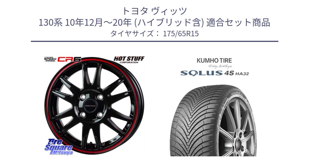 トヨタ ヴィッツ 130系 10年12月～20年 (ハイブリッド含) 用セット商品です。クロススピード CR6 CR-6 軽量ホイール 15インチ と SOLUS 4S HA32 ソルウス オールシーズンタイヤ 175/65R15 の組合せ商品です。