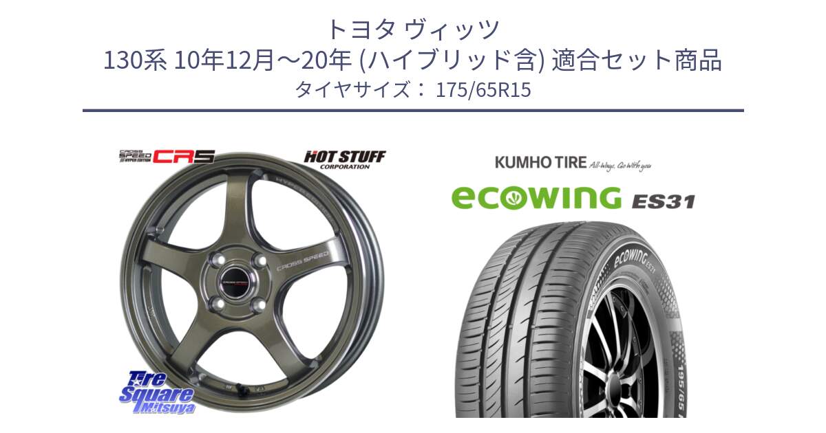 トヨタ ヴィッツ 130系 10年12月～20年 (ハイブリッド含) 用セット商品です。クロススピード CR5 CR-5 軽量 BRM ホイール 15インチ と ecoWING ES31 エコウィング サマータイヤ 175/65R15 の組合せ商品です。