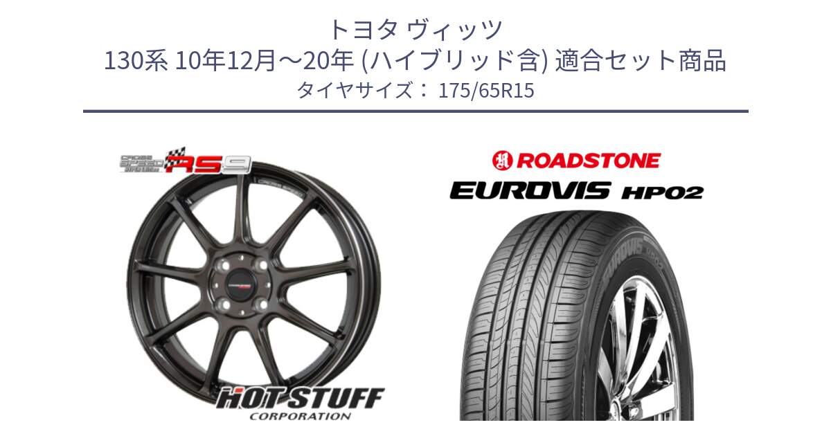 トヨタ ヴィッツ 130系 10年12月～20年 (ハイブリッド含) 用セット商品です。クロススピード RS9 RS-9 軽量 ホイール 15インチ と ロードストーン EUROVIS HP02 サマータイヤ 175/65R15 の組合せ商品です。