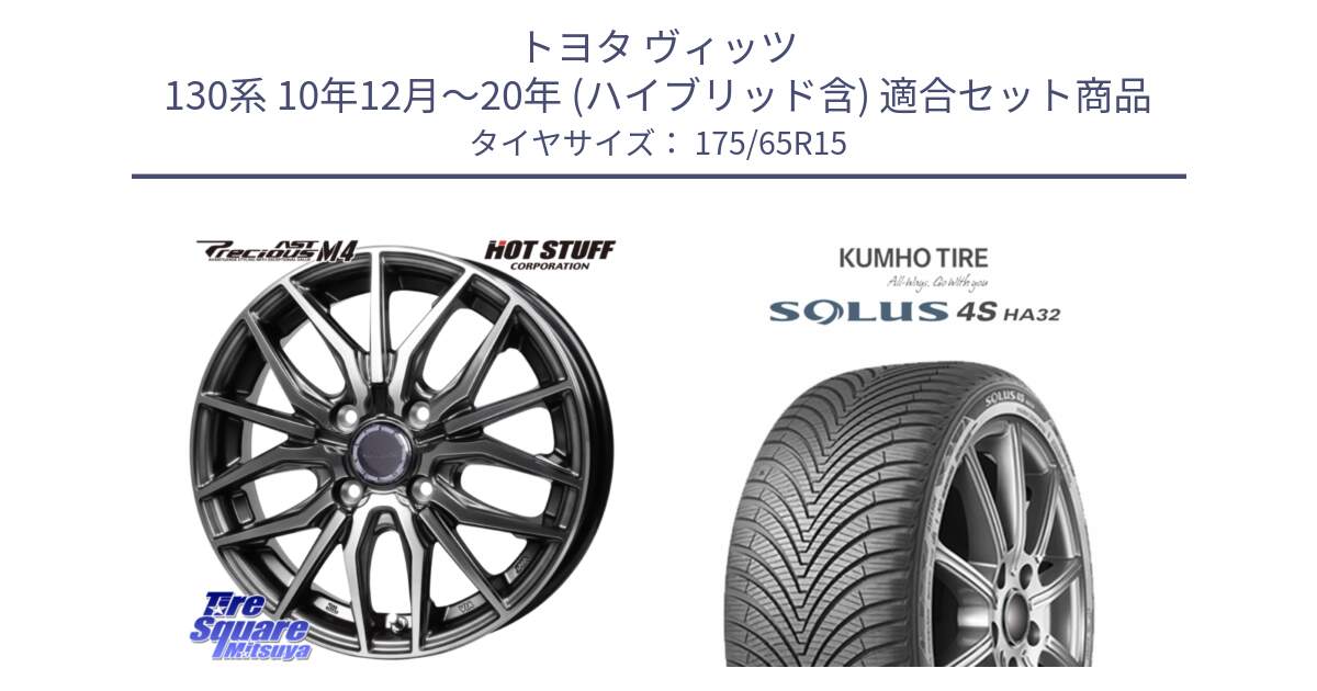 トヨタ ヴィッツ 130系 10年12月～20年 (ハイブリッド含) 用セット商品です。Precious AST M4 プレシャス アスト M4 4H ホイール 15インチ と SOLUS 4S HA32 ソルウス オールシーズンタイヤ 175/65R15 の組合せ商品です。