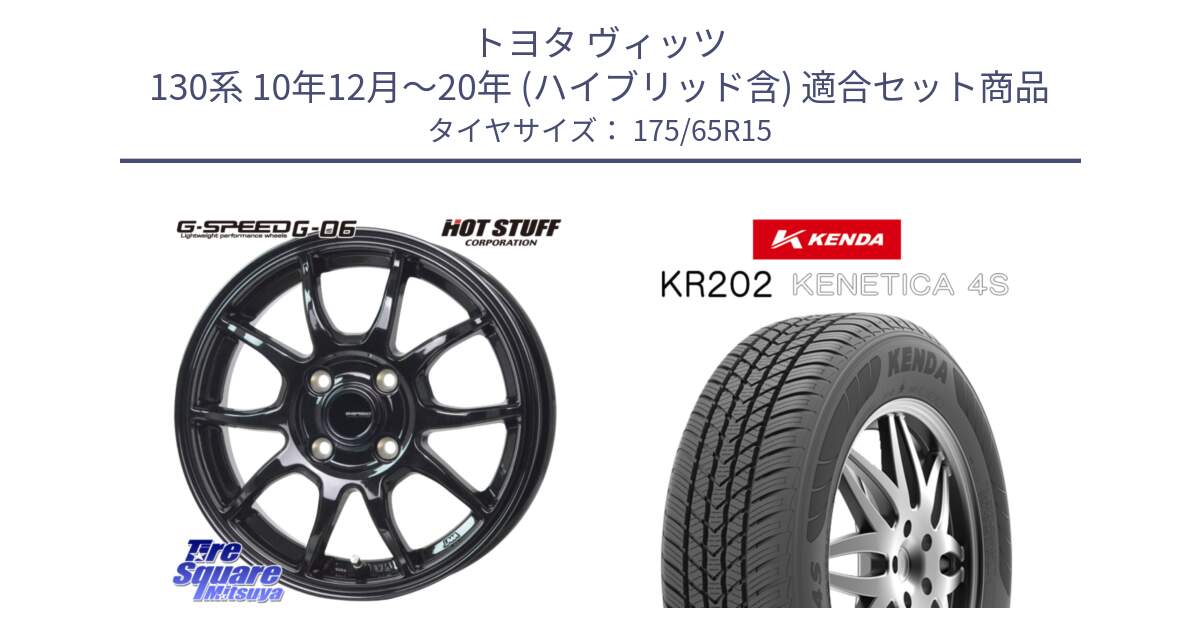 トヨタ ヴィッツ 130系 10年12月～20年 (ハイブリッド含) 用セット商品です。G-SPEED G-06 G06 ホイール 15インチ と ケンダ KENETICA 4S KR202 オールシーズンタイヤ 175/65R15 の組合せ商品です。