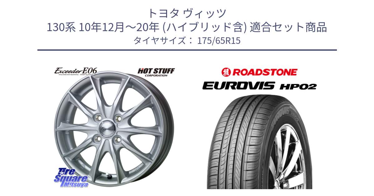 トヨタ ヴィッツ 130系 10年12月～20年 (ハイブリッド含) 用セット商品です。エクシーダー E06 ホイール 15インチ と ロードストーン EUROVIS HP02 サマータイヤ 175/65R15 の組合せ商品です。