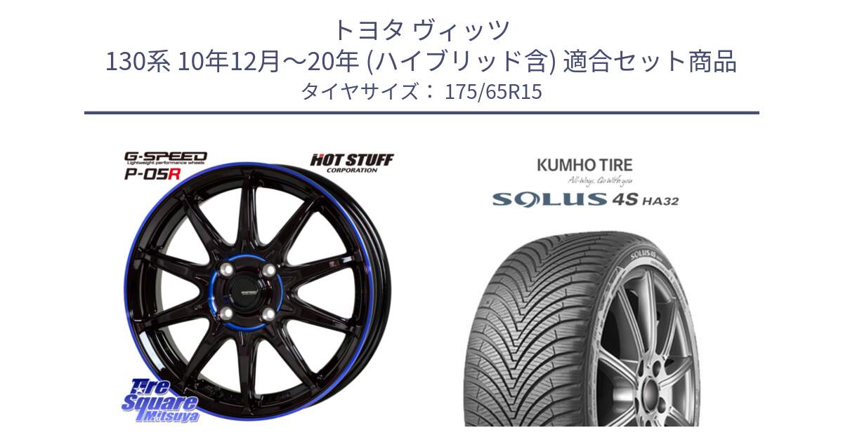 トヨタ ヴィッツ 130系 10年12月～20年 (ハイブリッド含) 用セット商品です。軽量設計 G.SPEED P-05R P05R  ホイール 15インチ と SOLUS 4S HA32 ソルウス オールシーズンタイヤ 175/65R15 の組合せ商品です。