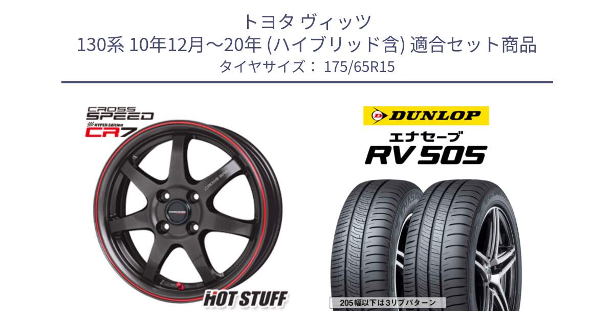 トヨタ ヴィッツ 130系 10年12月～20年 (ハイブリッド含) 用セット商品です。クロススピード CR7 CR-7 軽量 ホイール 15インチ と ダンロップ エナセーブ RV 505 ミニバン サマータイヤ 175/65R15 の組合せ商品です。