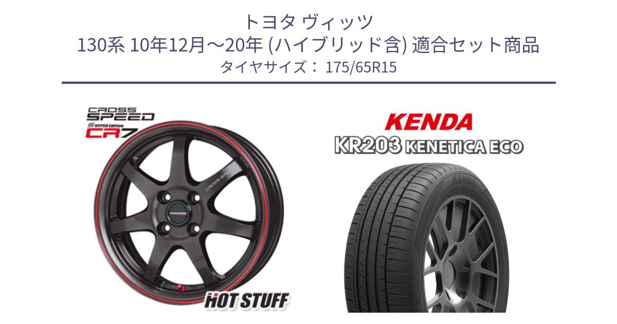 トヨタ ヴィッツ 130系 10年12月～20年 (ハイブリッド含) 用セット商品です。クロススピード CR7 CR-7 軽量 ホイール 15インチ と ケンダ KENETICA ECO KR203 サマータイヤ 175/65R15 の組合せ商品です。