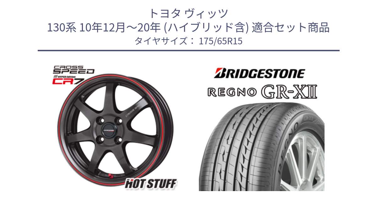 トヨタ ヴィッツ 130系 10年12月～20年 (ハイブリッド含) 用セット商品です。クロススピード CR7 CR-7 軽量 ホイール 15インチ と REGNO レグノ GR-X2 GRX2 サマータイヤ 175/65R15 の組合せ商品です。