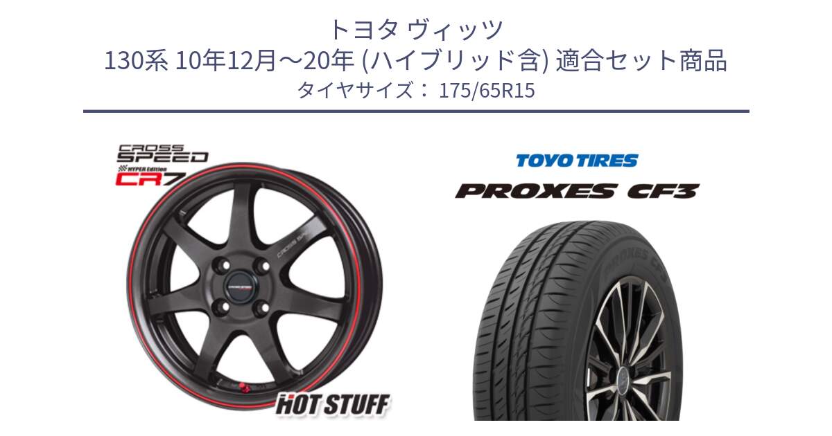 トヨタ ヴィッツ 130系 10年12月～20年 (ハイブリッド含) 用セット商品です。クロススピード CR7 CR-7 軽量 ホイール 15インチ と プロクセス CF3 サマータイヤ 175/65R15 の組合せ商品です。