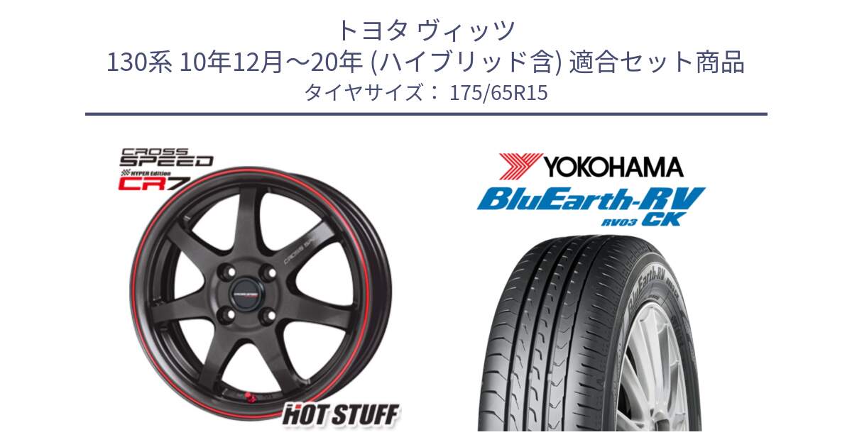 トヨタ ヴィッツ 130系 10年12月～20年 (ハイブリッド含) 用セット商品です。クロススピード CR7 CR-7 軽量 ホイール 15インチ と ヨコハマ ブルーアース コンパクト RV03CK 175/65R15 の組合せ商品です。