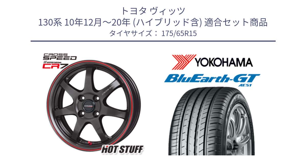 トヨタ ヴィッツ 130系 10年12月～20年 (ハイブリッド含) 用セット商品です。クロススピード CR7 CR-7 軽量 ホイール 15インチ と R4608 ヨコハマ BluEarth-GT AE51 175/65R15 の組合せ商品です。