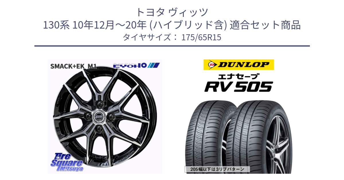 トヨタ ヴィッツ 130系 10年12月～20年 (ハイブリッド含) 用セット商品です。SMACK +EK M1 ホイール 15インチ と ダンロップ エナセーブ RV 505 ミニバン サマータイヤ 175/65R15 の組合せ商品です。