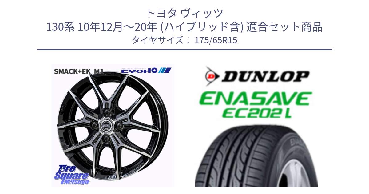 トヨタ ヴィッツ 130系 10年12月～20年 (ハイブリッド含) 用セット商品です。SMACK +EK M1 ホイール 15インチ と ダンロップ エナセーブ EC202 LTD ENASAVE  サマータイヤ 175/65R15 の組合せ商品です。