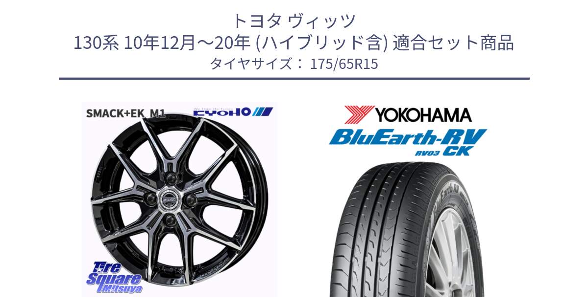 トヨタ ヴィッツ 130系 10年12月～20年 (ハイブリッド含) 用セット商品です。SMACK +EK M1 ホイール 15インチ と ヨコハマ ブルーアース コンパクト RV03CK 175/65R15 の組合せ商品です。