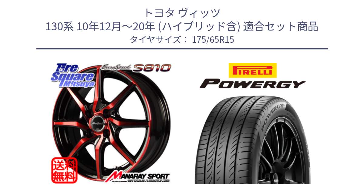 トヨタ ヴィッツ 130系 10年12月～20年 (ハイブリッド含) 用セット商品です。MID Euro Speed S810 レッド ホイール 15インチ と POWERGY パワジー サマータイヤ  175/65R15 の組合せ商品です。