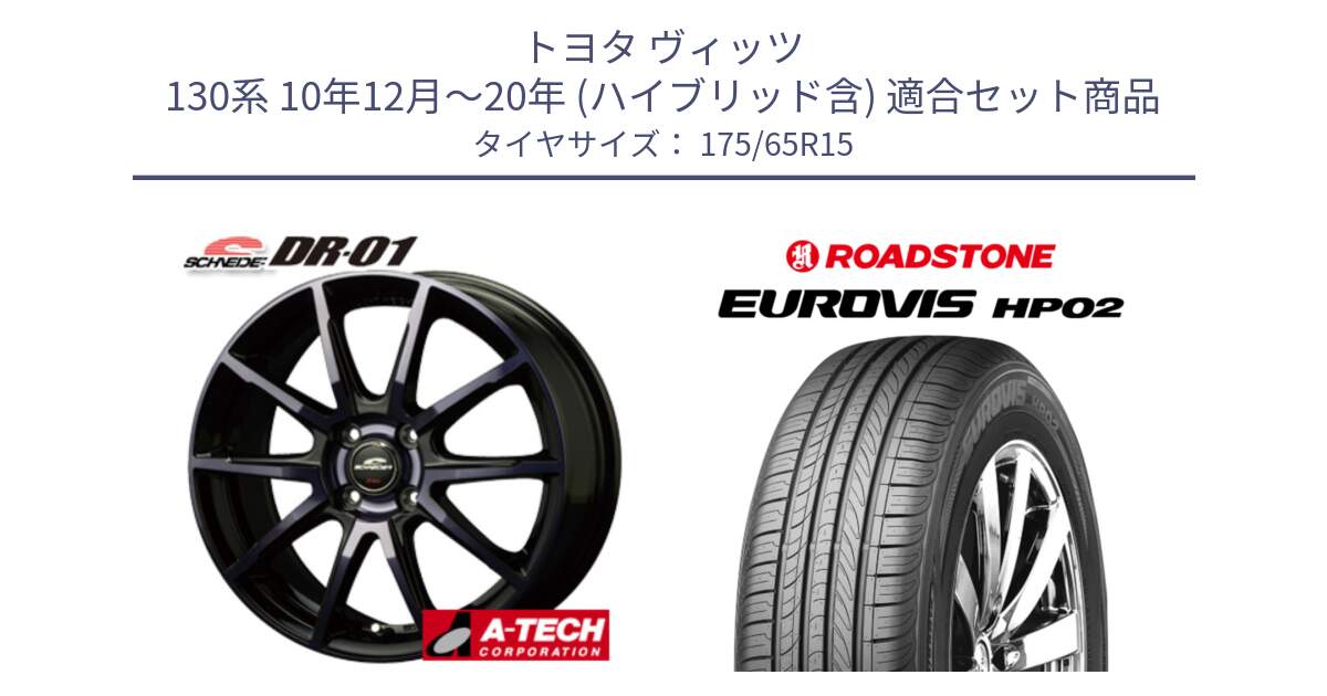 トヨタ ヴィッツ 130系 10年12月～20年 (ハイブリッド含) 用セット商品です。MID SCHNEIDER シュナイダー DR-01 DR01 ホイール 15インチ と ロードストーン EUROVIS HP02 サマータイヤ 175/65R15 の組合せ商品です。