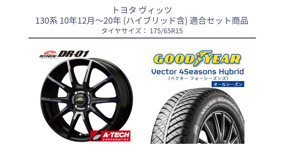 トヨタ ヴィッツ 130系 10年12月～20年 (ハイブリッド含) 用セット商品です。MID SCHNEIDER シュナイダー DR-01 DR01 ホイール 15インチ と ベクター Vector 4Seasons Hybrid オールシーズンタイヤ 175/65R15 の組合せ商品です。