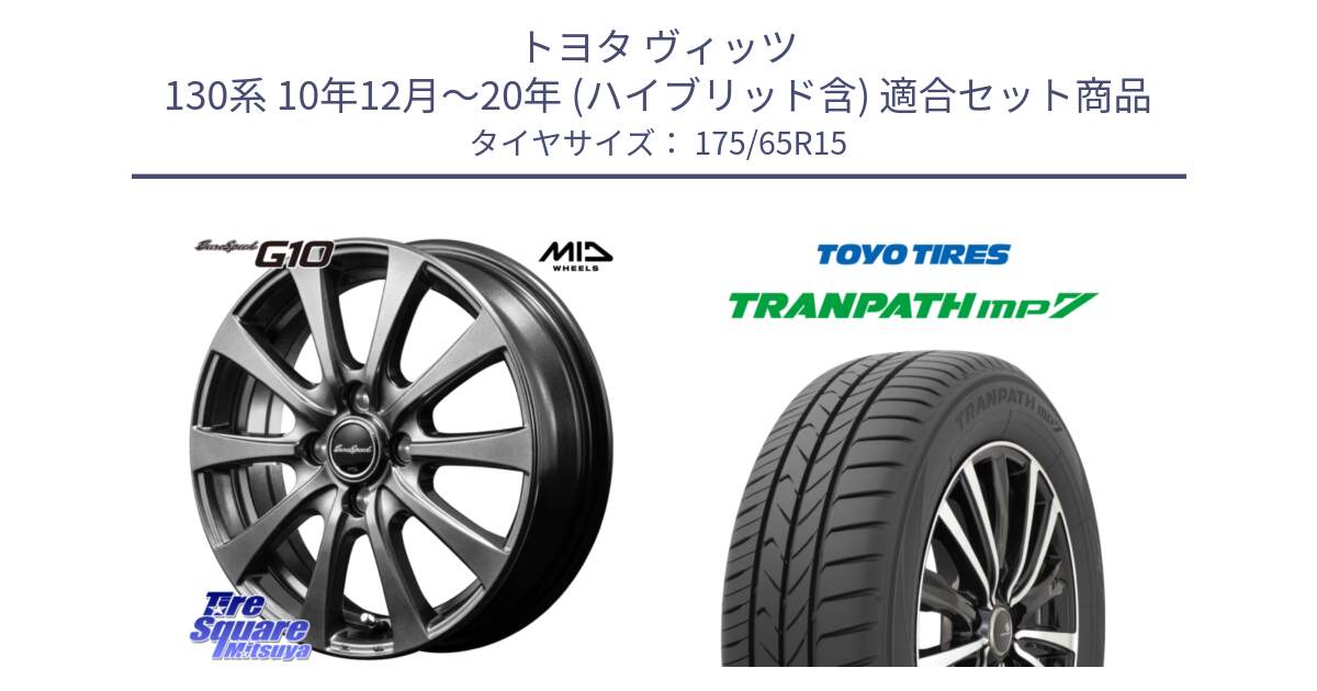 トヨタ ヴィッツ 130系 10年12月～20年 (ハイブリッド含) 用セット商品です。MID EuroSpeed G10 ホイール 15インチ と トーヨー トランパス MP7 ミニバン 在庫 TRANPATH サマータイヤ 175/65R15 の組合せ商品です。