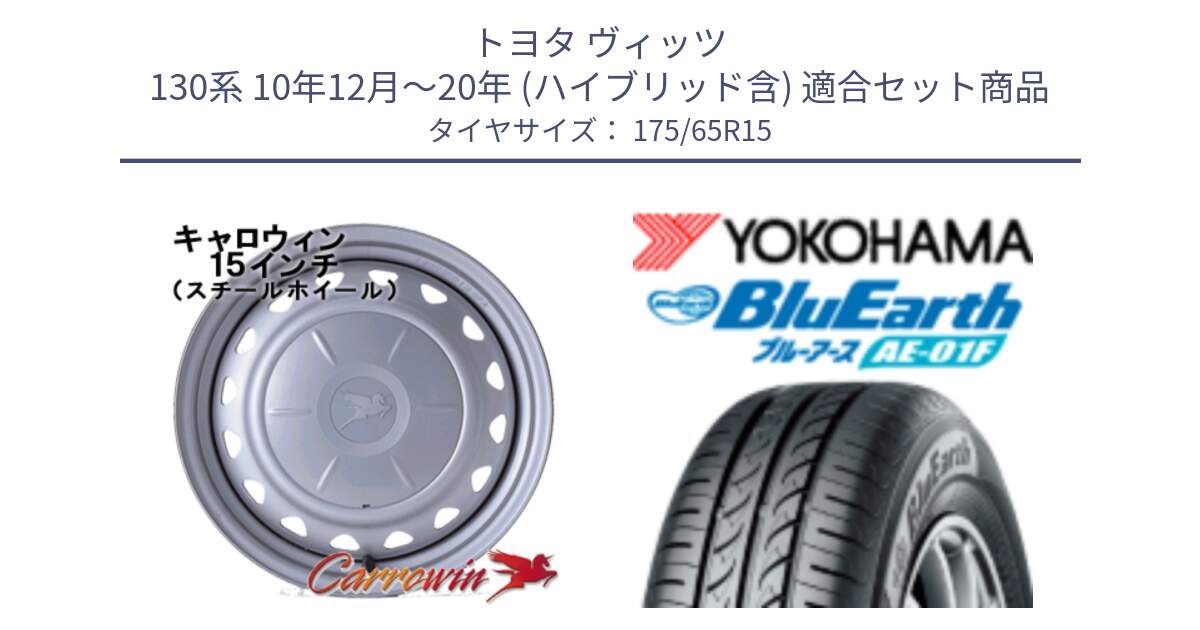 トヨタ ヴィッツ 130系 10年12月～20年 (ハイブリッド含) 用セット商品です。キャロウィン PS-603 スチールホイール  15インチ と F8326 ヨコハマ BluEarth AE01F 175/65R15 の組合せ商品です。