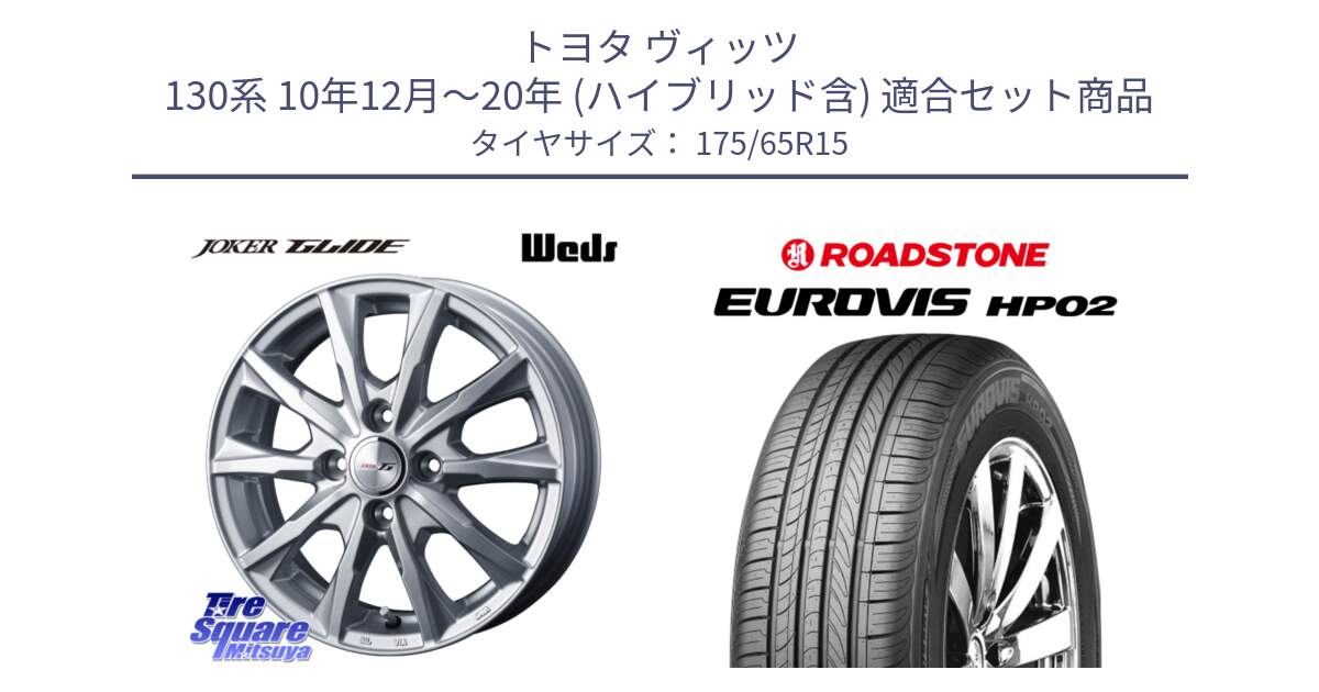 トヨタ ヴィッツ 130系 10年12月～20年 (ハイブリッド含) 用セット商品です。JOKER GLIDE ホイール 4本 15インチ と ロードストーン EUROVIS HP02 サマータイヤ 175/65R15 の組合せ商品です。