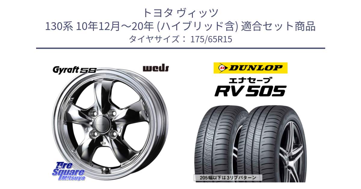 トヨタ ヴィッツ 130系 10年12月～20年 (ハイブリッド含) 用セット商品です。GYRAFT 5S ホイール 15インチ と ダンロップ エナセーブ RV 505 ミニバン サマータイヤ 175/65R15 の組合せ商品です。