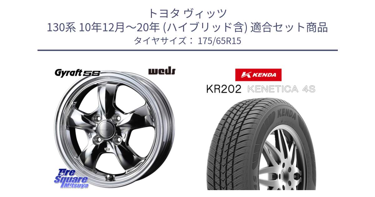 トヨタ ヴィッツ 130系 10年12月～20年 (ハイブリッド含) 用セット商品です。GYRAFT 5S ホイール 15インチ と ケンダ KENETICA 4S KR202 オールシーズンタイヤ 175/65R15 の組合せ商品です。