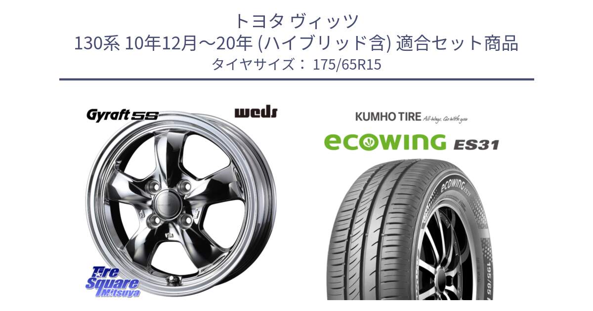 トヨタ ヴィッツ 130系 10年12月～20年 (ハイブリッド含) 用セット商品です。GYRAFT 5S ホイール 15インチ と ecoWING ES31 エコウィング サマータイヤ 175/65R15 の組合せ商品です。