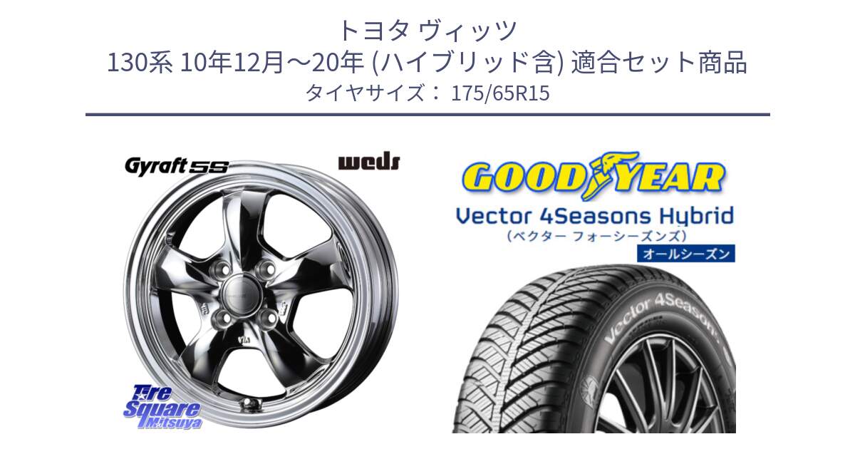 トヨタ ヴィッツ 130系 10年12月～20年 (ハイブリッド含) 用セット商品です。GYRAFT 5S ホイール 15インチ と ベクター Vector 4Seasons Hybrid オールシーズンタイヤ 175/65R15 の組合せ商品です。