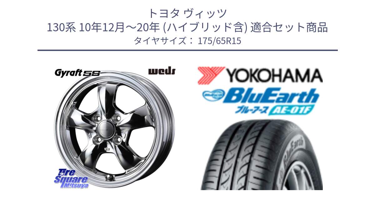 トヨタ ヴィッツ 130系 10年12月～20年 (ハイブリッド含) 用セット商品です。GYRAFT 5S ホイール 15インチ と F8326 ヨコハマ BluEarth AE01F 175/65R15 の組合せ商品です。