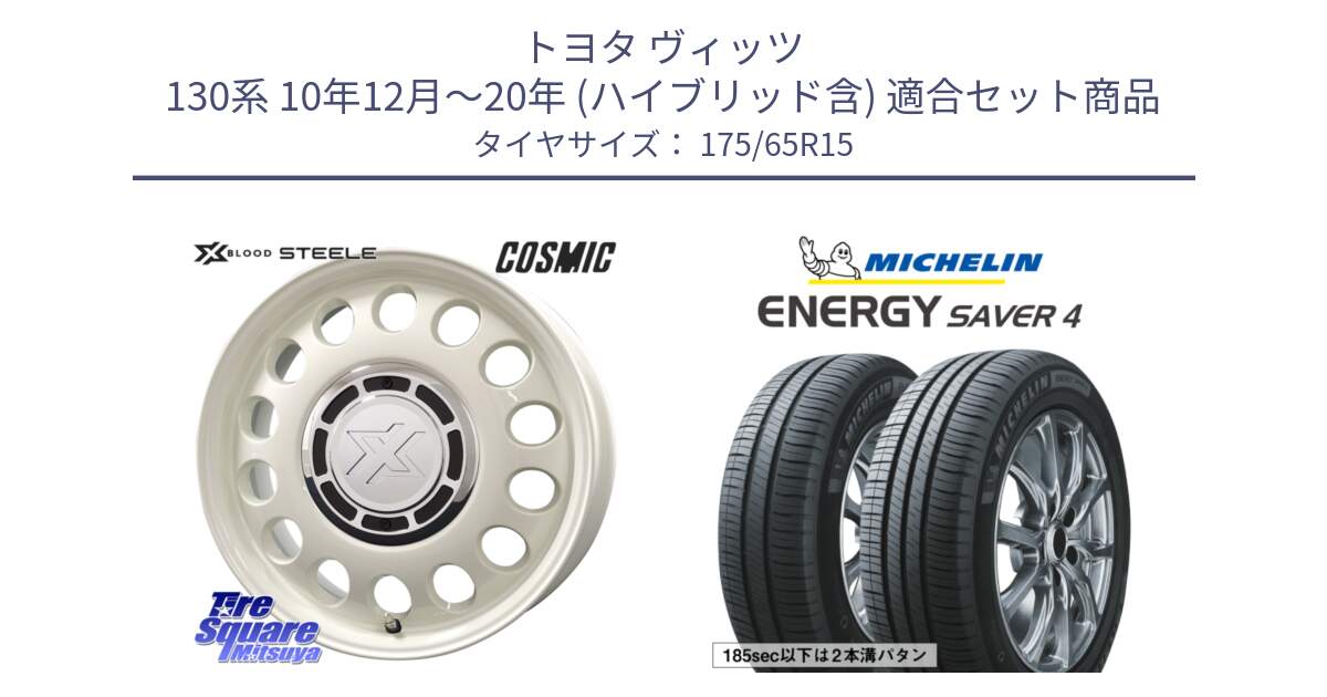 トヨタ ヴィッツ 130系 10年12月～20年 (ハイブリッド含) 用セット商品です。クロスブラッド STEELE ホイール 15インチ と ENERGY SAVER4 エナジーセイバー4 88H XL 正規 175/65R15 の組合せ商品です。