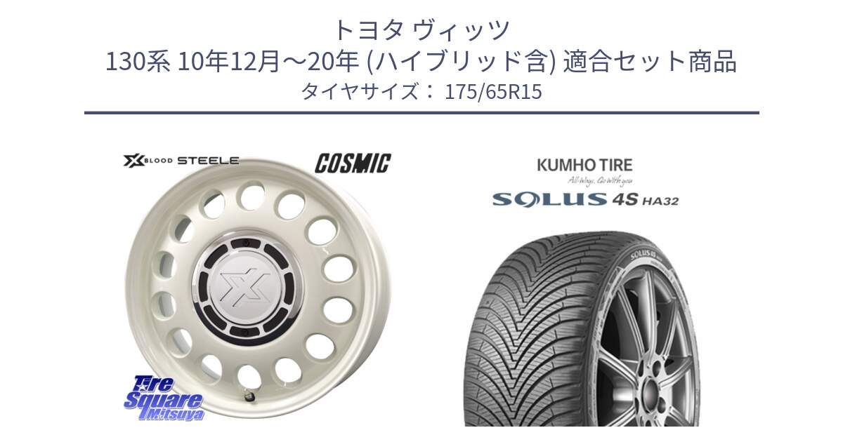 トヨタ ヴィッツ 130系 10年12月～20年 (ハイブリッド含) 用セット商品です。クロスブラッド STEELE ホイール 15インチ と SOLUS 4S HA32 ソルウス オールシーズンタイヤ 175/65R15 の組合せ商品です。