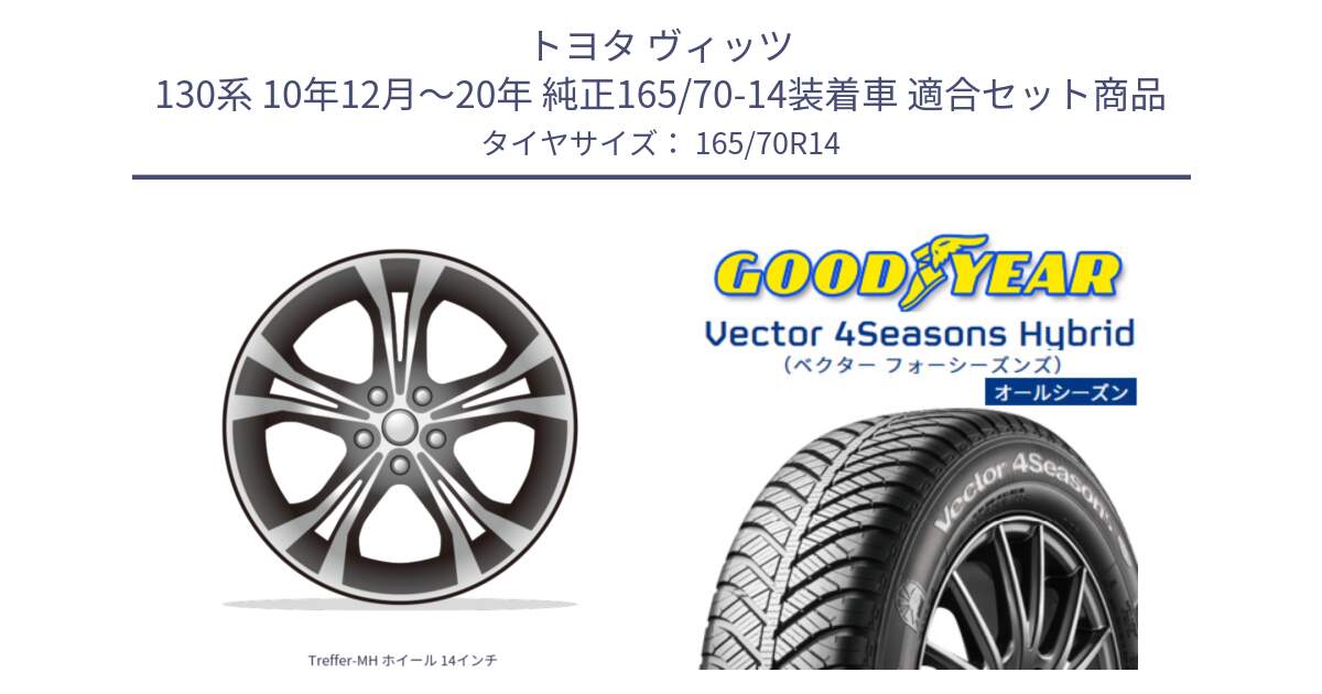 トヨタ ヴィッツ 130系 10年12月～20年 純正165/70-14装着車 用セット商品です。Treffer-MH ホイール 14インチ と ベクター Vector 4Seasons Hybrid オールシーズンタイヤ 165/70R14 の組合せ商品です。