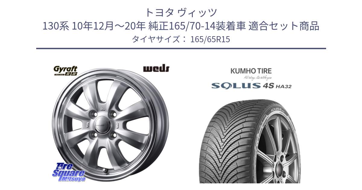 トヨタ ヴィッツ 130系 10年12月～20年 純正165/70-14装着車 用セット商品です。GYRAFT 8S ホイール 15インチ と SOLUS 4S HA32 ソルウス オールシーズンタイヤ 165/65R15 の組合せ商品です。