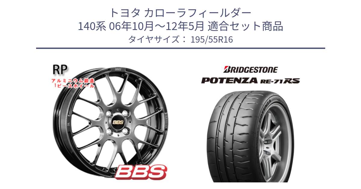 トヨタ カローラフィールダー 140系 06年10月～12年5月 用セット商品です。RP 鍛造1ピース ホイール 16インチ と ポテンザ RE-71RS POTENZA 【国内正規品】 195/55R16 の組合せ商品です。