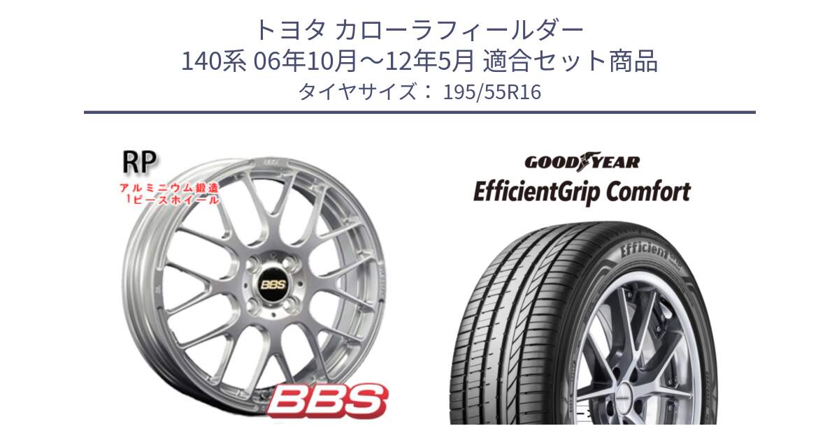 トヨタ カローラフィールダー 140系 06年10月～12年5月 用セット商品です。RP 鍛造1ピース ホイール 16インチ と EffcientGrip Comfort サマータイヤ 195/55R16 の組合せ商品です。