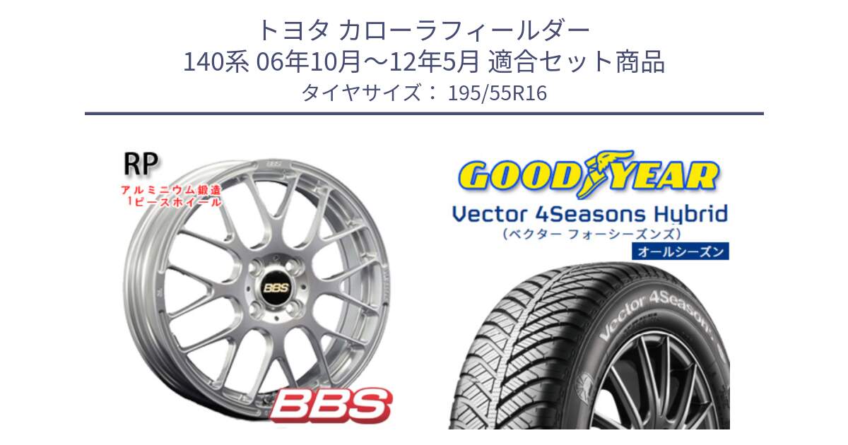 トヨタ カローラフィールダー 140系 06年10月～12年5月 用セット商品です。RP 鍛造1ピース ホイール 16インチ と ベクター Vector 4Seasons Hybrid オールシーズンタイヤ 195/55R16 の組合せ商品です。