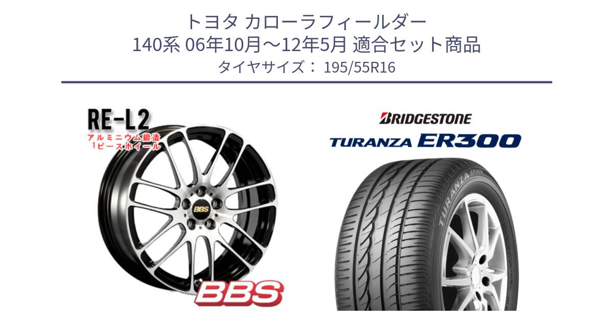 トヨタ カローラフィールダー 140系 06年10月～12年5月 用セット商品です。RE-L2 鍛造1ピース ホイール 16インチ と 22年製 ★ TURANZA ER300A eco BMW承認 並行 195/55R16 の組合せ商品です。