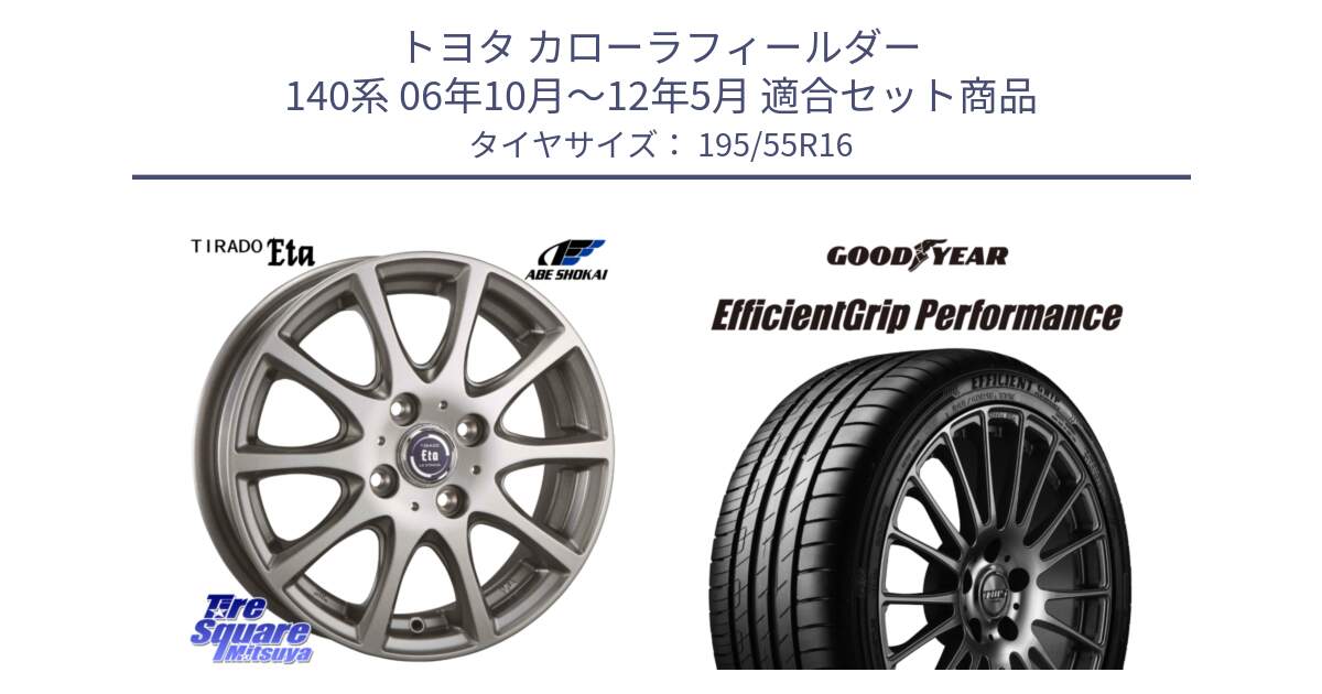 トヨタ カローラフィールダー 140系 06年10月～12年5月 用セット商品です。ティラード イータ と EfficientGrip Performance エフィシェントグリップ パフォーマンス XL AO1 正規品 新車装着 サマータイヤ 195/55R16 の組合せ商品です。