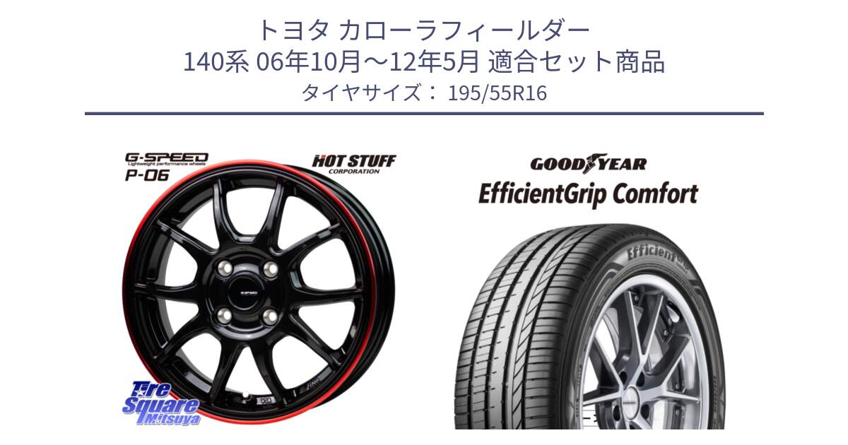 トヨタ カローラフィールダー 140系 06年10月～12年5月 用セット商品です。G-SPEED P06 P-06 ホイール 16インチ と EffcientGrip Comfort サマータイヤ 195/55R16 の組合せ商品です。