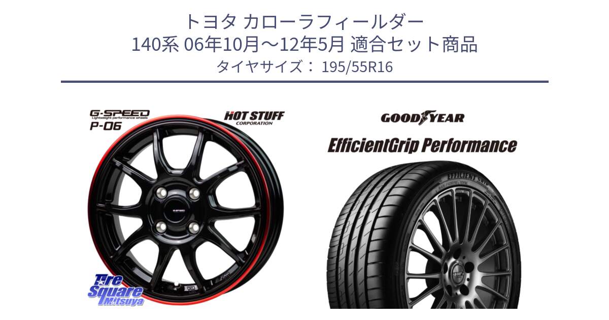 トヨタ カローラフィールダー 140系 06年10月～12年5月 用セット商品です。G-SPEED P06 P-06 ホイール 16インチ と EfficientGrip Performance エフィシェントグリップ パフォーマンス XL AO1 正規品 新車装着 サマータイヤ 195/55R16 の組合せ商品です。