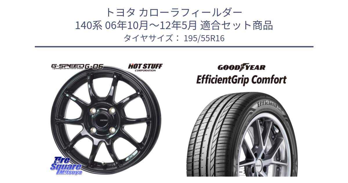 トヨタ カローラフィールダー 140系 06年10月～12年5月 用セット商品です。G-SPEED G-06 G06 ホイール 16インチ と EffcientGrip Comfort サマータイヤ 195/55R16 の組合せ商品です。