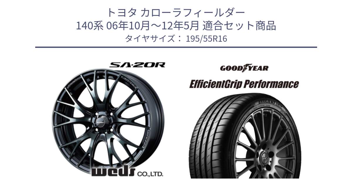 トヨタ カローラフィールダー 140系 06年10月～12年5月 用セット商品です。72720 SA-20R SA20R ウェッズ スポーツ ホイール 16インチ と EfficientGrip Performance エフィシェントグリップ パフォーマンス XL 正規品 新車装着 サマータイヤ 195/55R16 の組合せ商品です。