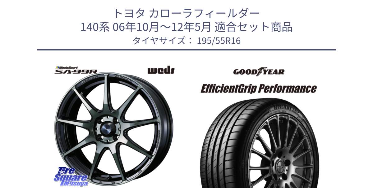 トヨタ カローラフィールダー 140系 06年10月～12年5月 用セット商品です。ウェッズ スポーツ SA99R SA-99R WBC 16インチ と EfficientGrip Performance エフィシェントグリップ パフォーマンス XL AO1 正規品 新車装着 サマータイヤ 195/55R16 の組合せ商品です。