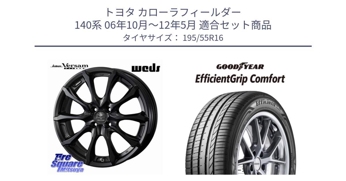 トヨタ カローラフィールダー 140系 06年10月～12年5月 用セット商品です。Kranze Versam 030EVO ホイール 16インチ と EffcientGrip Comfort サマータイヤ 195/55R16 の組合せ商品です。