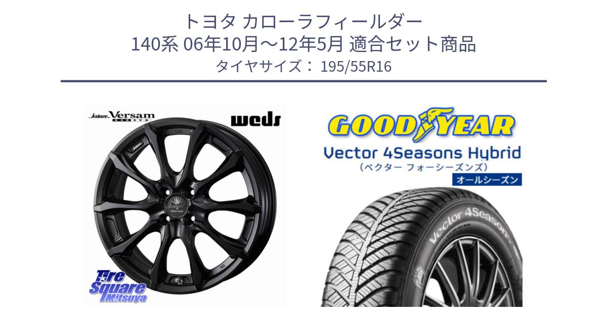 トヨタ カローラフィールダー 140系 06年10月～12年5月 用セット商品です。Kranze Versam 030EVO ホイール 16インチ と ベクター Vector 4Seasons Hybrid オールシーズンタイヤ 195/55R16 の組合せ商品です。