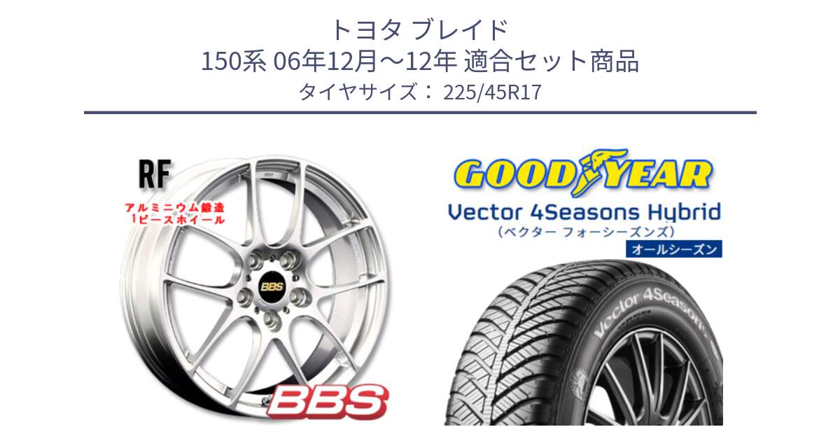 トヨタ ブレイド 150系 06年12月～12年 用セット商品です。RF 鍛造1ピース ホイール 17インチ と ベクター Vector 4Seasons Hybrid オールシーズンタイヤ 225/45R17 の組合せ商品です。