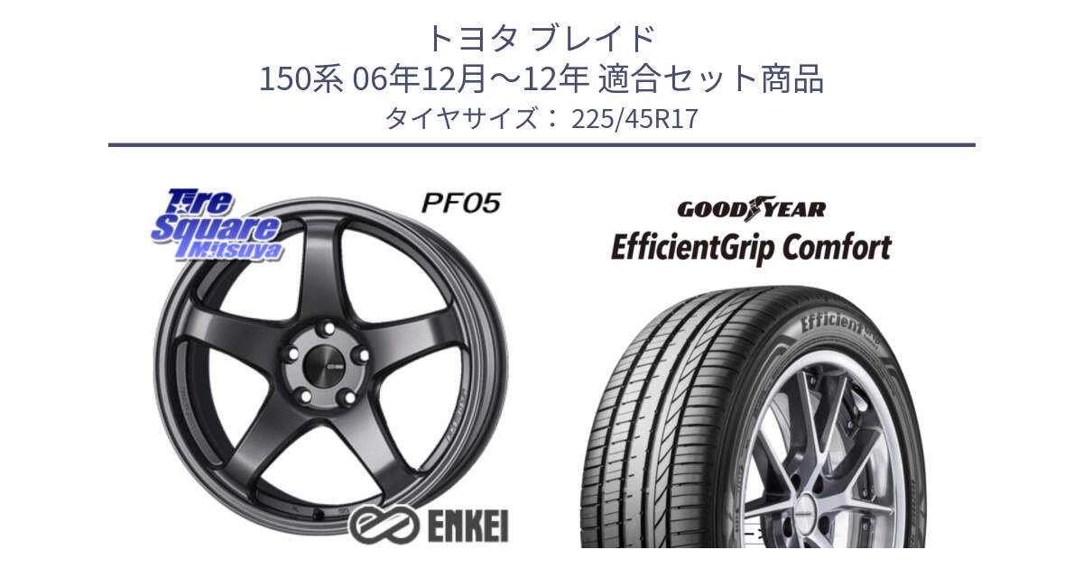 トヨタ ブレイド 150系 06年12月～12年 用セット商品です。エンケイ PerformanceLine PF05 DS 17インチ と EffcientGrip Comfort サマータイヤ 225/45R17 の組合せ商品です。