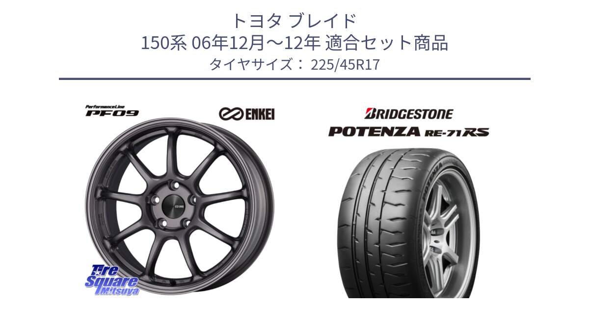 トヨタ ブレイド 150系 06年12月～12年 用セット商品です。PerformanceLine PF09 ホイール 4本 17インチ と ポテンザ RE-71RS POTENZA 【国内正規品】 225/45R17 の組合せ商品です。