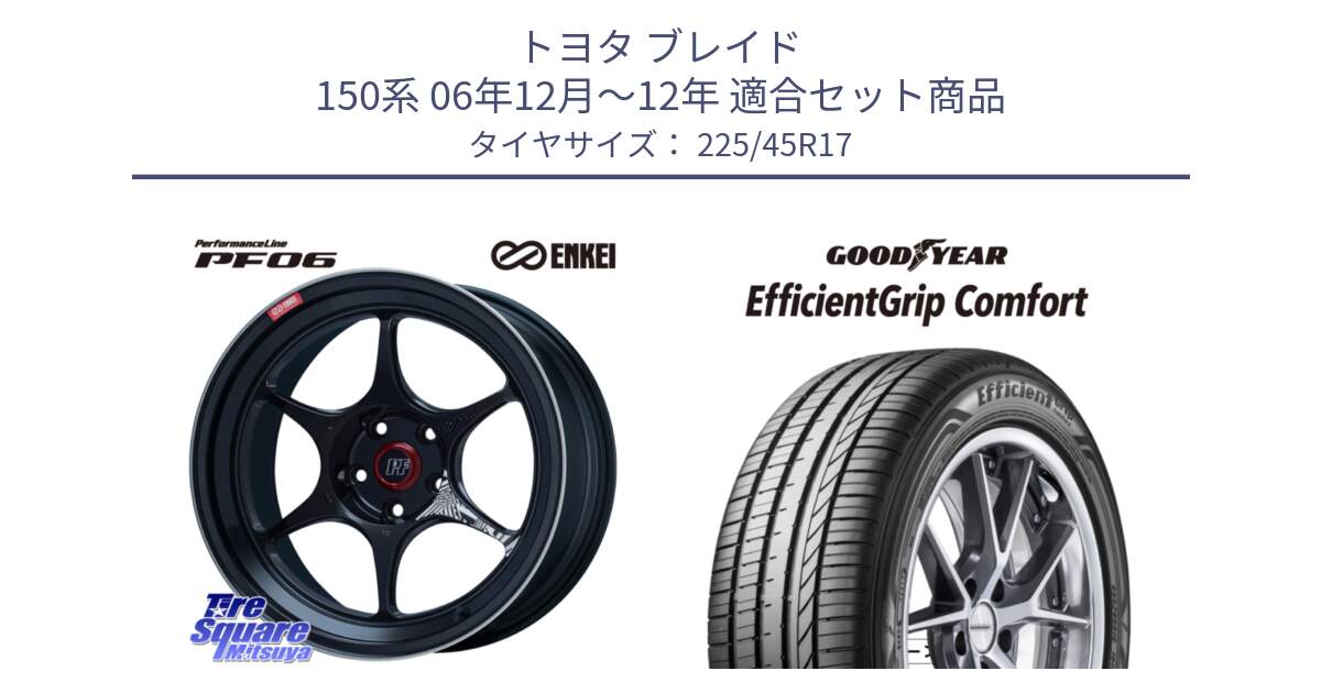 トヨタ ブレイド 150系 06年12月～12年 用セット商品です。エンケイ PerformanceLine PF06 BK ホイール 17インチ と EffcientGrip Comfort サマータイヤ 225/45R17 の組合せ商品です。